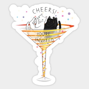 Cheers! Welcome to Martini Cats Party Sticker